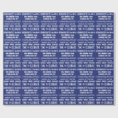 ホワイトタイポグラフィおめでとうブルー ラッピングペーパー (フラット)