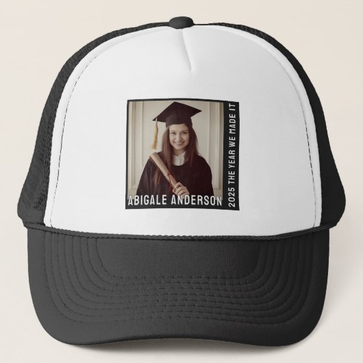 ホワイトタイポグラフィと写真無料 キャップ (正面)