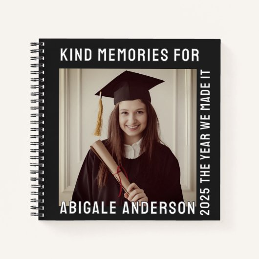 ホワイトタイポグラフィと写真無料 ノートブック (正面)