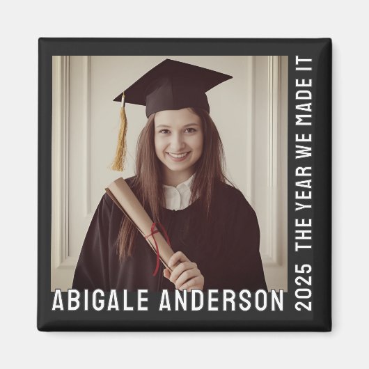 ホワイトタイポグラフィと写真無料 マグネット (正面)