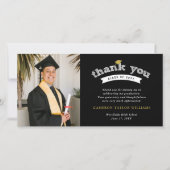 ホワイトタイポグラフィはっきりしたスケッチ卒業キャップフォト サンキューカード (正面)