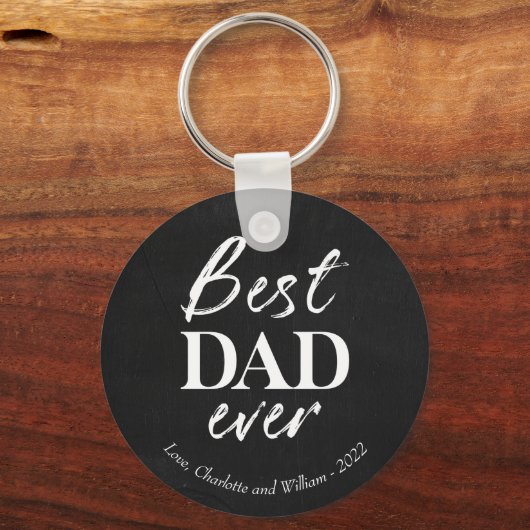 ホワイトタイポグラフィオンチョークファーザーズデイキーチェーン キーホルダー (正面)