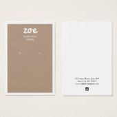 ホワイトタイポグラフィクラフトイヤリング表示カード (正面&裏面)