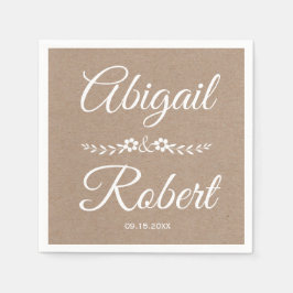 ホワイトタイポグラフィクラフト紙ラスチック結婚ズ スタンダードカクテルナプキン