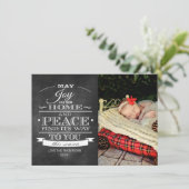 ホワイトタイポグラフィシャルボードクリスマスフォトカード シーズンカード (スタンド正面)