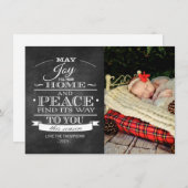 ホワイトタイポグラフィシャルボードクリスマスフォトカード シーズンカード (正面/裏面)