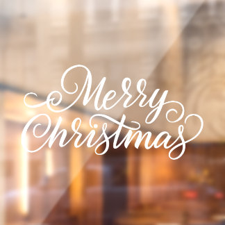 ホワイトタイポグラフィメリークリスマス ウィンドウサイン