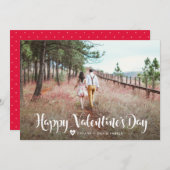 ホワイトタイポグラフィ | ハッピーバレンタインデー写真 シーズンカード (正面/裏面)