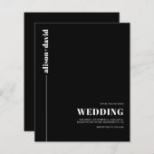 ホワイトタイポグラフィQRコード予算結婚式招待状 (正面/裏面)