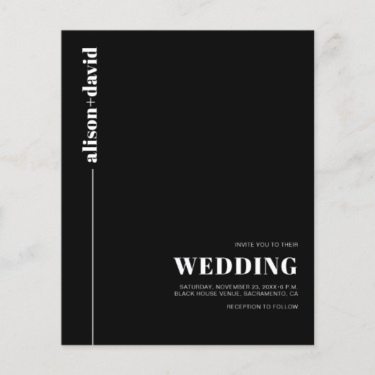 ホワイトタイポグラフィQRコード予算結婚式招待状 (正面)