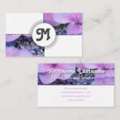 ホワイトタイルのモノグラムエレガントピンク花の花屋 名刺 (正面/裏面)