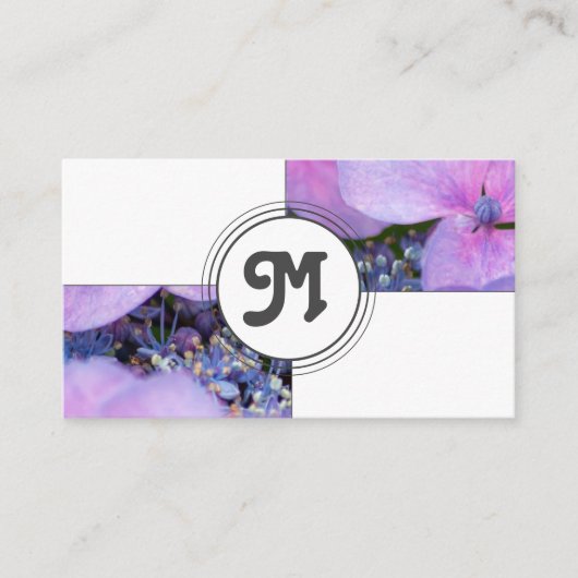 ホワイトタイルのモノグラムエレガントピンク花の花屋 名刺 (正面)