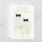 ホワイトタキシドツーグルームズゲイ結婚式招待状 招待状 (正面)