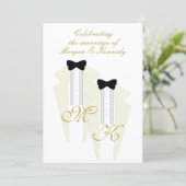 ホワイトタキシドツーグルームズゲイ結婚式招待状 招待状 (スタンド正面)