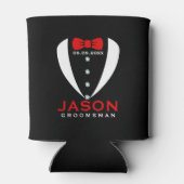 ホワイトタキシードレッドボウタイ&グロムスマン文字 缶クーラー (裏面)