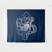 ホワイトタコイラストレーションタペストリー タペストリー (正面(横))