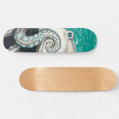 ホワイトタコヴィンテージマップティール(緑がかった色) スケートボード (横)