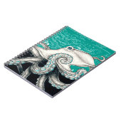 ホワイトタコヴィンテージマップティール（緑がかった色） ノートブック (左側)