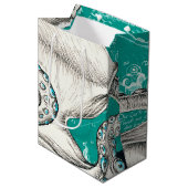 ホワイトタコヴィンテージマップティール（緑がかった色） ミディアムペーパーバッグ (正面アングル)