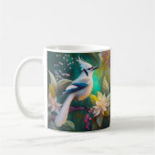 ホワイトタフテッドティール（緑がかった色）ウィングジェイファンタジーバード コーヒーマグカップ (左)