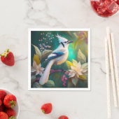 ホワイトタフテッドティール(緑がかった色)ウィングジェイファンタジーバード スタンダードカクテルナプキン (インサイチュ)