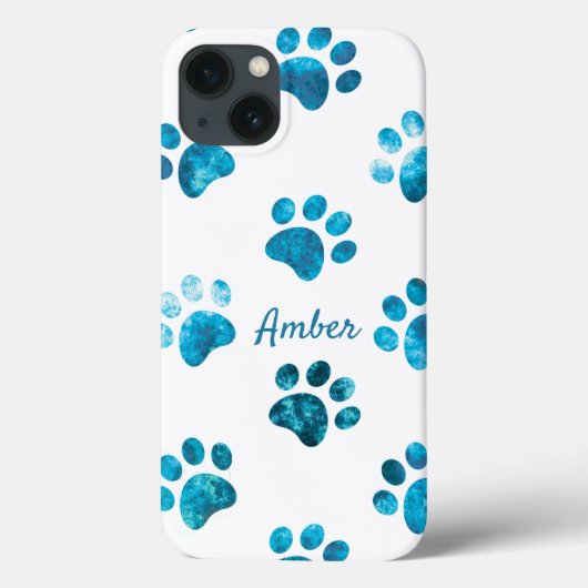 ホワイトターコイズテクスチャー足形パーソナライズデザイン Case-Mate iPhoneケース (裏面)