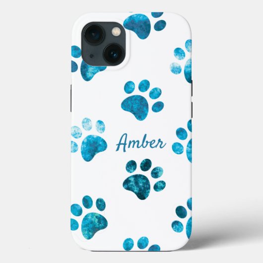 ホワイトターコイズテクスチャー足形パーソナライズデザイン Case-Mate iPhoneケース (裏面)