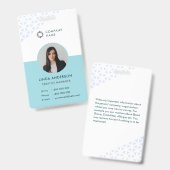 ホワイトターコイズ従業員の写真ID抽象芸術パターン バッジ (正面＆裏面)