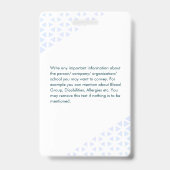 ホワイトターコイズ従業員の写真ID抽象芸術パターン バッジ (裏面)