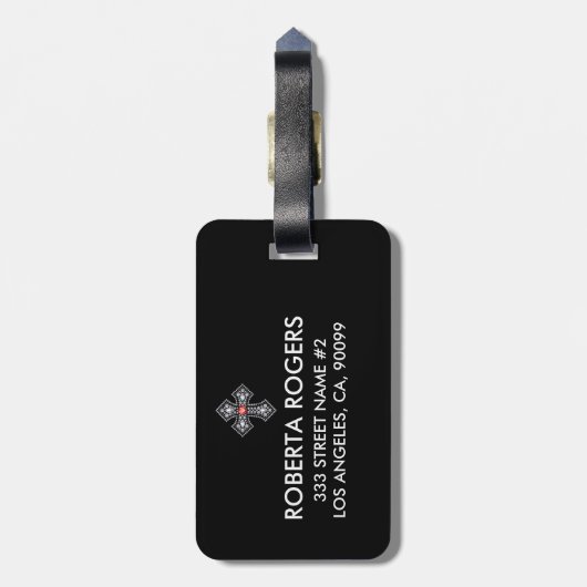 ホワイトダイアモンズクロスレッドジェムアクセント ラゲッジタグ (裏面縦)