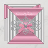 ホワイトダイアモンズピンクスウィート16パーティー 招待状 (正面/裏面)