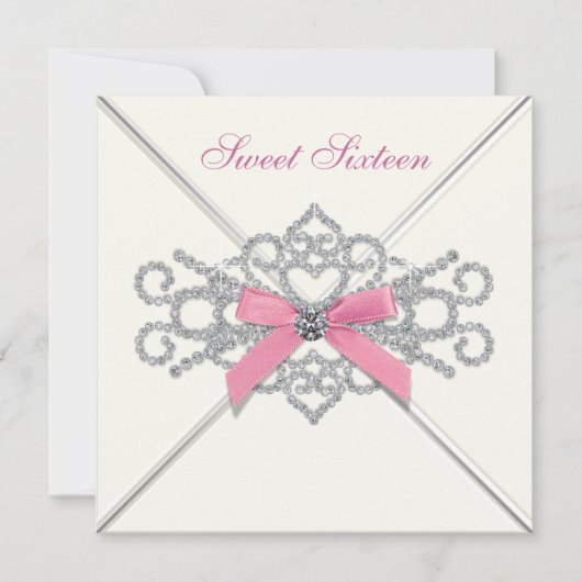 ホワイトダイアモンズピンクスウィート16パーティー 招待状 (正面)