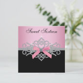 ホワイトダイアモンズピンクブラックスウィート16誕生日パーティー 招待状 (スタンド正面)