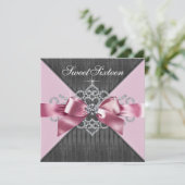 ホワイトダイアモンズピンクブラックスウィート16誕生日パーティー 招待状 (スタンド正面)