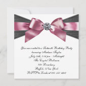 ホワイトダイアモンズピンクブラックスウィート16誕生日パーティー 招待状 (裏面)