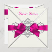ホワイトダイアモンズホットピンクスウィート16パーティー 招待状 (正面/裏面)
