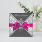 ホワイトダイアモンズホットピンクスウィート16誕生日パーティー 招待状 (スタンド正面)