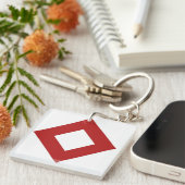 ホワイトダイヤはっきりしたモンド縁ど赤 キーホルダー (正面右)