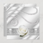 ホワイトダイヤエレガントモンドとバラ誕生日パーティー 招待状 (正面/裏面)