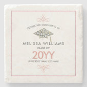 ホワイトダイヤエレガントモンド卒業帽子 ストーンコースター (正面)