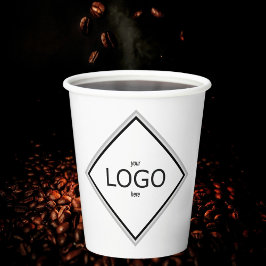 ホワイトダイヤミニマルモンドモダンロゴブランディング 紙コップ