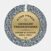 ホワイトダイヤモンドと金ゴールド結婚50周年 ガラスオーナメント (裏面)