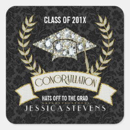 ホワイトダイヤモンドの卒業帽子 スクエアシール