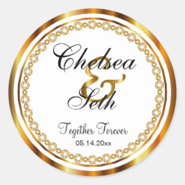 ホワイトダイヤモンドの美しい結婚式フェイクの日 ラウンドシール