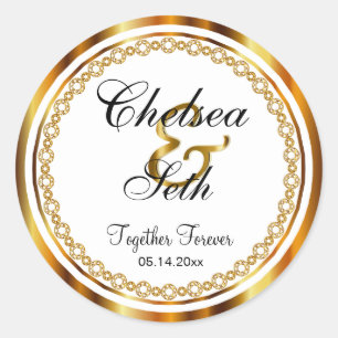 ホワイトダイヤモンドの美しい結婚式フェイクの日 ラウンドシール