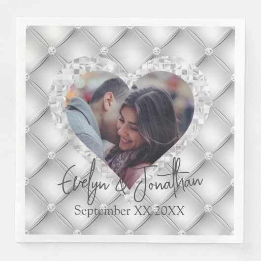 ホワイトダイヤモンドシルバーモザイクハート写真 (正面)