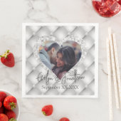 ホワイトダイヤモンドシルバーモザイクハート写真 (インサイチュ)