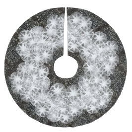 ホワイトダイヤモンドダストスパークルグリッターオンブラック ブラッシュドポリエステルツリースカート