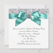 ホワイトダイヤモンドティール(緑がかった色)ブルースウィート16バースデーパーティー 招待状 (裏面)