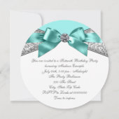 ホワイトダイヤモンドティール（緑がかった色）ブルースウィート16バースデーパーティー 招待状 (裏面)